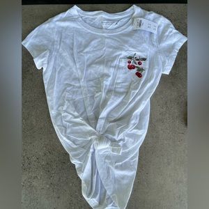 Wmns Abercrombie&Fitch white tie knot tee w/cherry pocket detail Size XS NWT